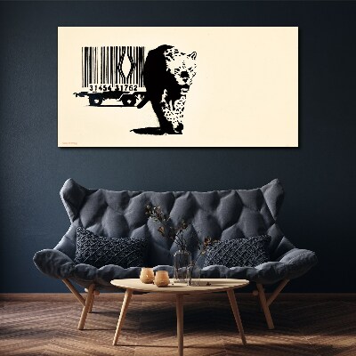Vászonkép Banksy leopárd vonalkód