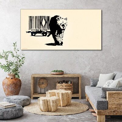 Vászonkép Banksy leopárd vonalkód