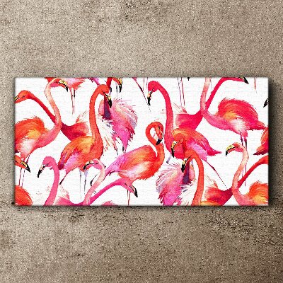 Vászonkép Rózsaszín flamingók trópusi táncban