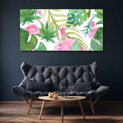 Vászonkép Flamingó levelek