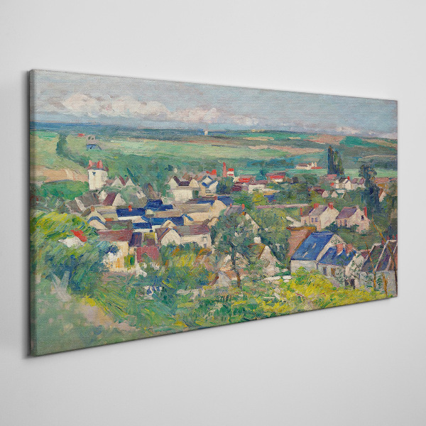 Vászonkép Kilátás a falura nappali fényben
