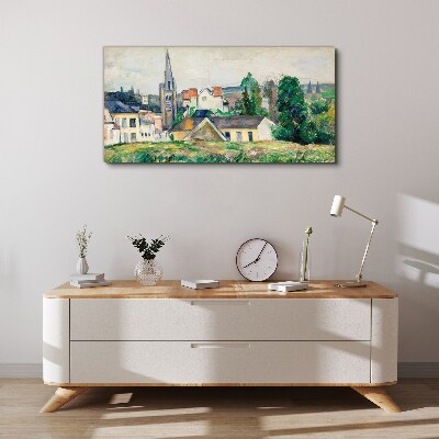 Vászonkép Vidéki táj templommal