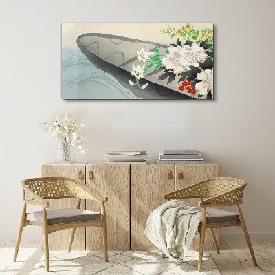Vászonkép Virágos csónak virágok víz