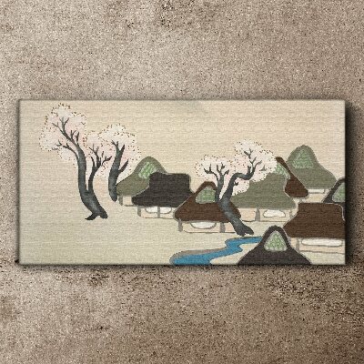 Vászonkép Ázsia falusi fák