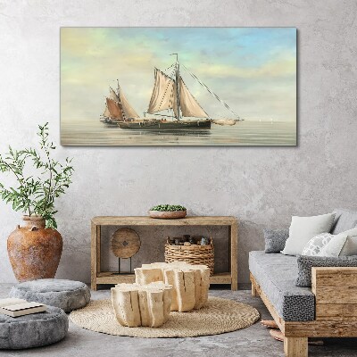 Vászonkép Tengerfestmény hajó halász