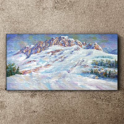 Vászonkép A hó hegyek téli festménye