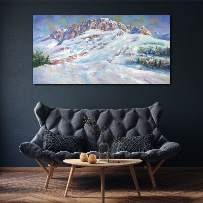 Vászonkép A hó hegyek téli festménye