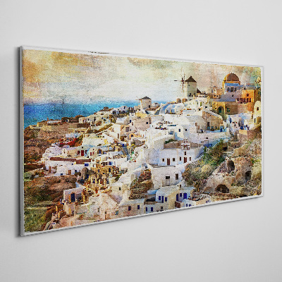 Vászonkép Santorini a Napban