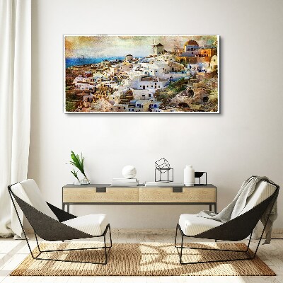 Vászonkép Santorini a Napban