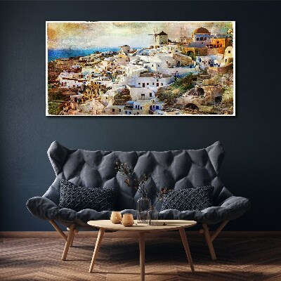 Vászonkép Santorini a Napban