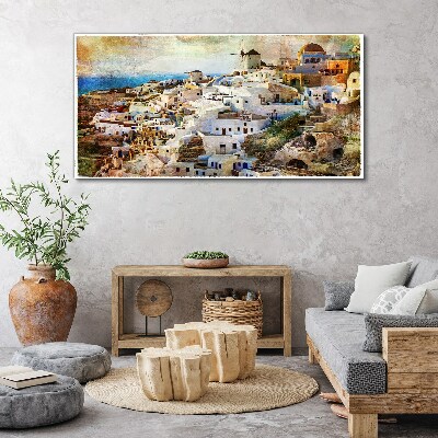 Vászonkép Santorini a Napban