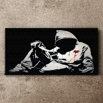 Vászonkép Banksy kés fekete-fehér