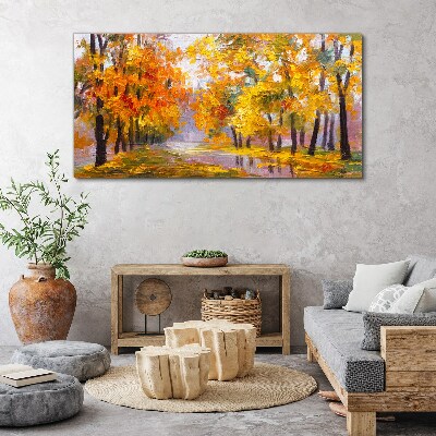 Vászonkép Absztrakciós erdő levelek ősz
