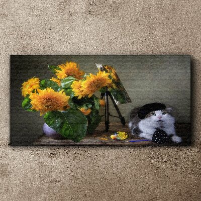 Vászonkép Virágok állati macska