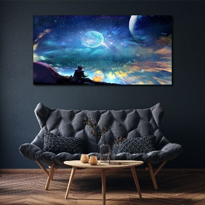 Vászonkép Éjszakai égbolt csillag hold