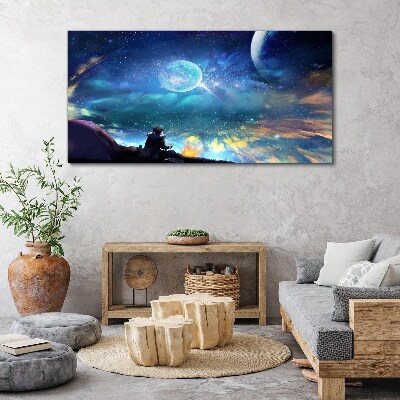 Vászonkép Éjszakai égbolt csillag hold