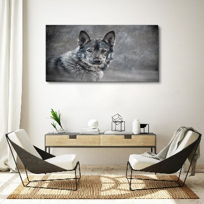Vászonkép Téli hóállat farkas kutya