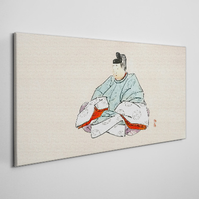 Vászonkép Japán művész népviseletben