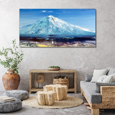 Vászonkép Absztrakciós tó hegy ég
