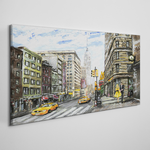 Vászonkép New York utca sárga taxikban