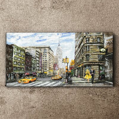 Vászonkép New York utca sárga taxikban