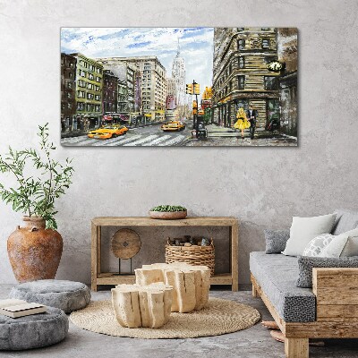 Vászonkép New York utca sárga taxikban