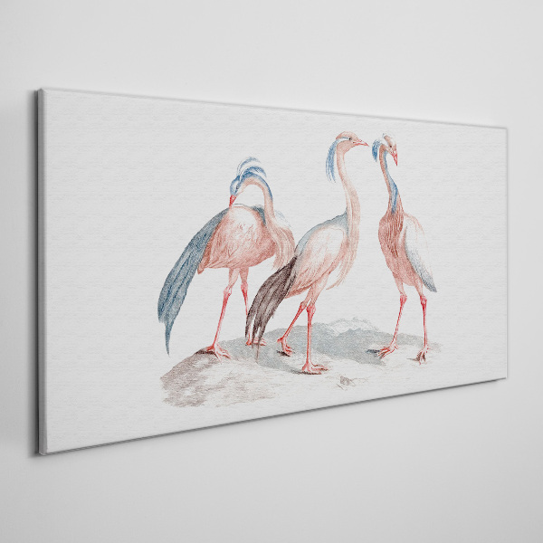 Vászonkép Három rózsaszín flamingó fehér alapon