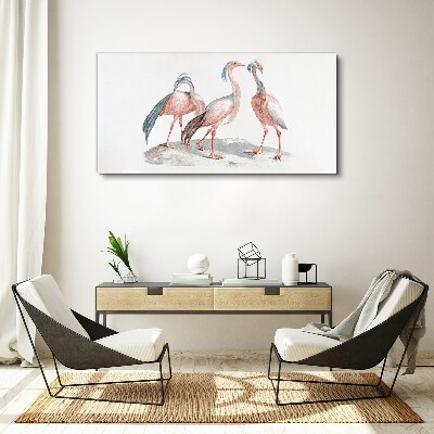 Vászonkép Három rózsaszín flamingó fehér alapon