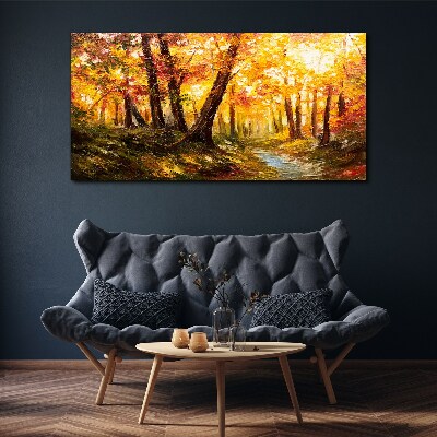 Vászonkép Őszi erdő levelek a természetben