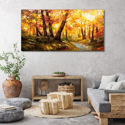 Vászonkép Őszi erdő levelek a természetben
