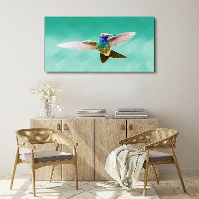 Vászonkép Kolibri kék háttérrel