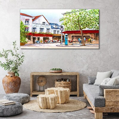 Vászonkép Egy kávézó sikátor a városban