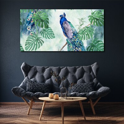 Vászonkép Ág levelek madár páva