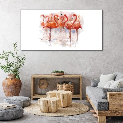Vászonkép Flamingók a víz háttérben