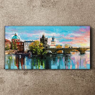 Vászonkép Prága a naplemente színeiben