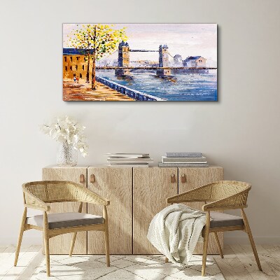 Vászonkép London Bridge őszi fákkal