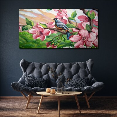 Vászonkép Absztrakt virágok madár