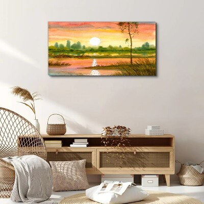 Vászonkép Akvarell naplementefa