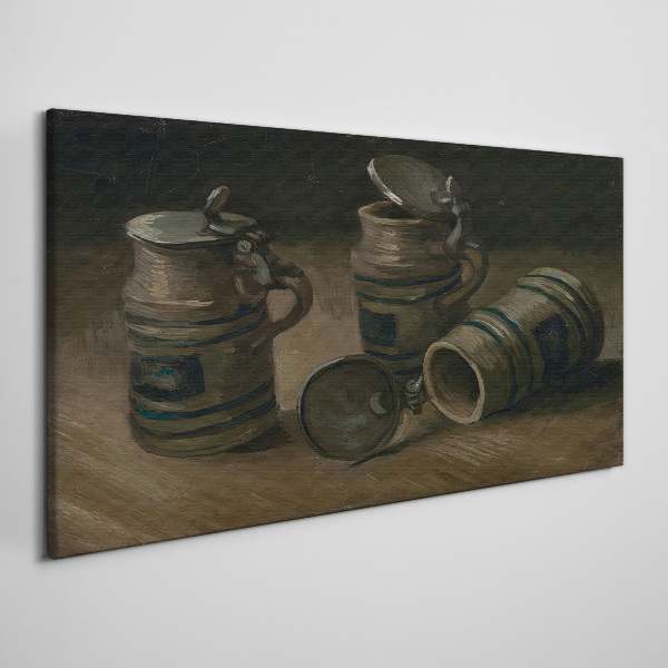 Vászonkép Antik bögrék az asztalon