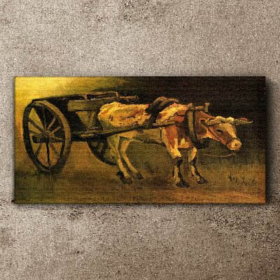 Vászonkép Ökör a szekérnél