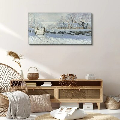 Vászonkép Téli táj egy kapuval