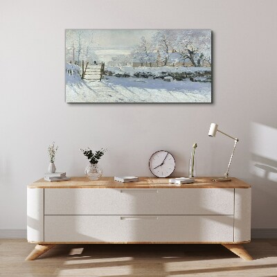 Vászonkép Téli táj egy kapuval