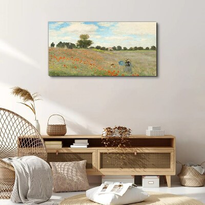 Vászonkép Mákmezők a nyári napon