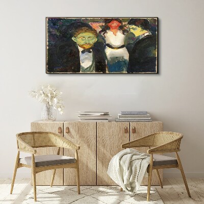 Vászonkép Zöld arcok az éjszakai tájon