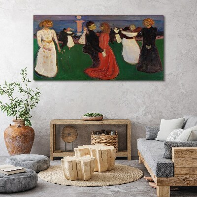 Vászonkép Táncoló figurák zöld alapon