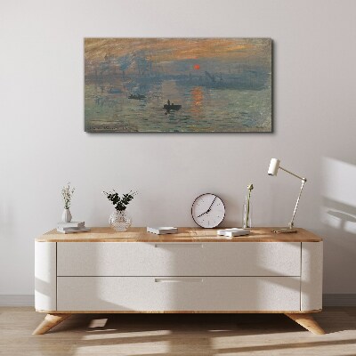 Vászonkép Naplemente a kikötő felett