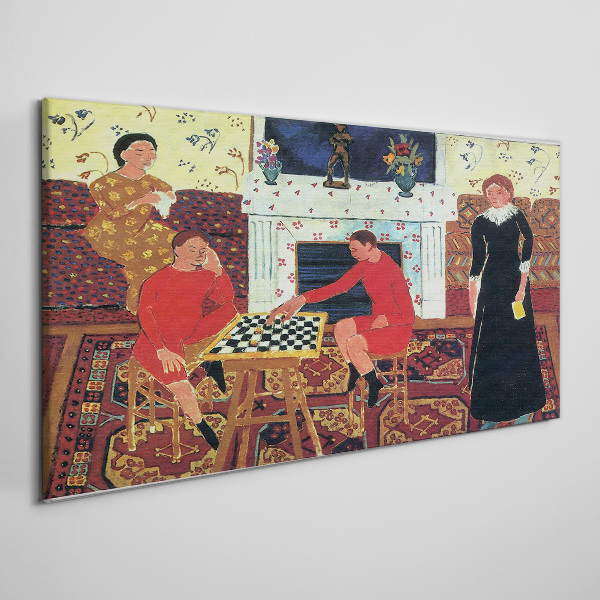 Vászonkép Sakkjátszma színes belső térben