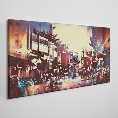 Vászonkép Utcakép éjszakai színekben