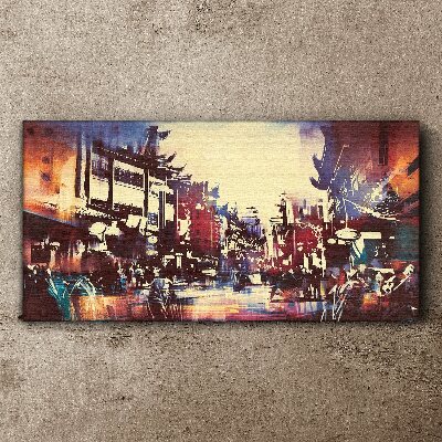 Vászonkép Utcakép éjszakai színekben