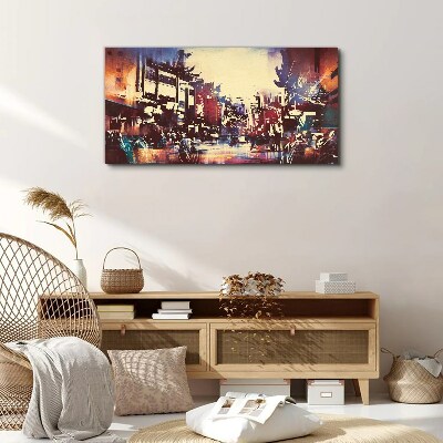 Vászonkép Utcakép éjszakai színekben